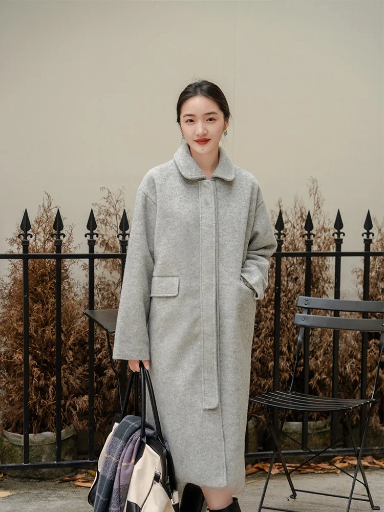 Шерстяное пальто женское длинное свободного кроя, осенне-зимнее, новое, с винтажным воротником-стойкой, на пуговицах, из полиэфирного волокна
Шерстяное пальто женское длинное свободного кроя, осенне-зимнее, новое, с винтажным воротником-стойкой, на пуговицах, из полиэфирного волокна