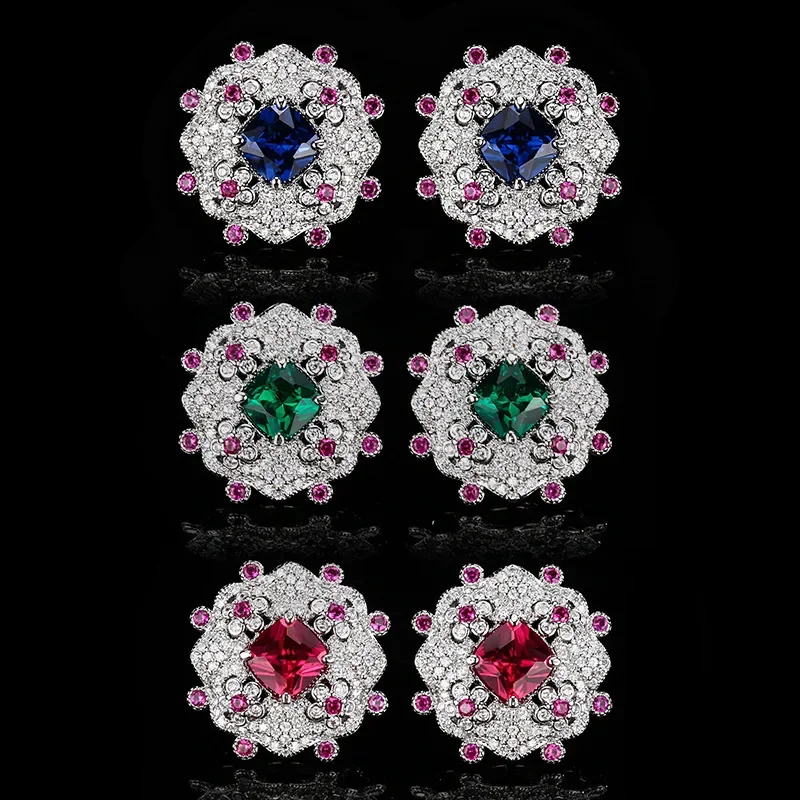 Stunning Elegant Multicolor Earrings Women Red Blue Claw Setting Square Gemstone with Pink Accents Sparkling Fashion Jewelry
Stunning Elegant Multicolor Earrings Women Red Blue Claw Setting Square Gemstone with Pink Accents Sparkling Fashion Jewelry