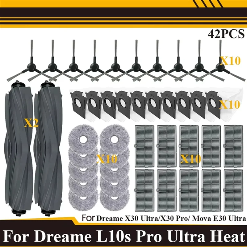 Комплект аксессуаров A69X-42Pcs для Dreame L10s Pro Ultra Heat RLL82CE/X30 Ultra/Mova E30 Ultra: основная и боковые щетки для пылесоса
Комплект аксессуаров A69X-42Pcs для Dreame L10s Pro Ultra Heat RLL82CE/X30 Ultra/Mova E30 Ultra: основная и боковые щетки для пылесоса