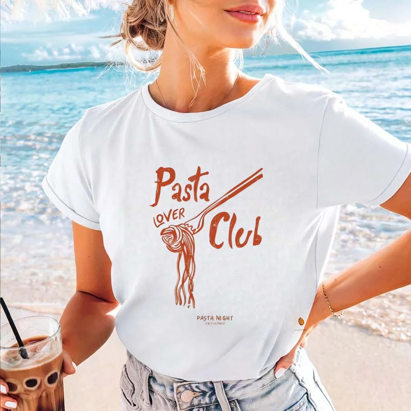 Pasta Club Pattern Trendy Print 90s Casual Women's O-Neck T-Shirt Short Sleeve Fashion Women's Summer Pattern Basic T-Shirt
Pasta Club Pattern Trendy Print 90s Casual Women's O-Neck T-Shirt Short Sleeve Fashion Women's Summer Pattern Basic T-Shirt