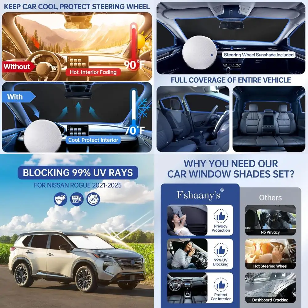 Car Window Shades Full Set for 2021-2025 Models, UV Blocking Privacy Protection for Side and Rear Windows, Ideal for Camping and
Car Window Shades Full Set for 2021-2025 Models, UV Blocking Privacy Protection for Side and Rear Windows, Ideal for Camping and