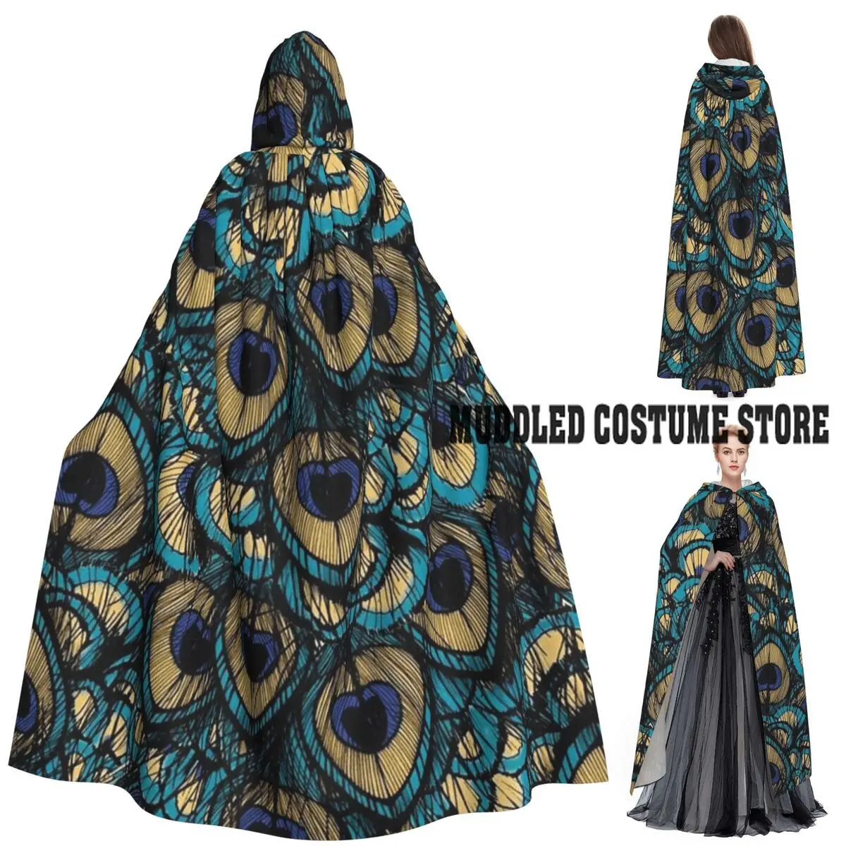 Длинный плащ с капюшоном и перьями павлина, средневековый костюм ведьмы, накидка для косплея, накидка на Хэллоуин, вечеринка для взрослых, унисекс
Длинный плащ с капюшоном и перьями павлина, средневековый костюм ведьмы, накидка для косплея, накидка на Хэллоуин, вечеринка для взрослых, унисекс