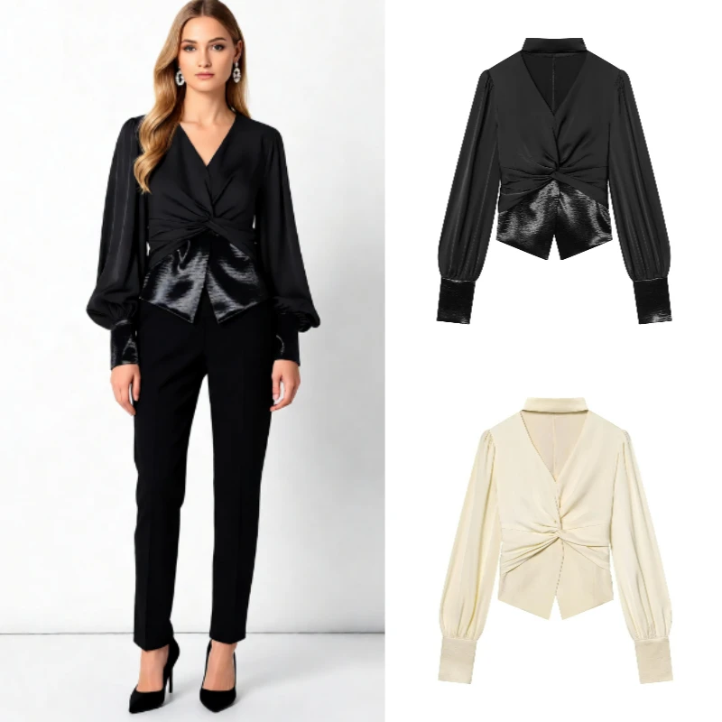 2026 Spring New Arrival Fashionable & Sexy Bodycon V-Neck Necktie Cinched Waist Panelled Long Sleeve Shirt
2026 Spring New Arrival Fashionable & Sexy Bodycon V-Neck Necktie Cinched Waist Panelled Long Sleeve Shirt