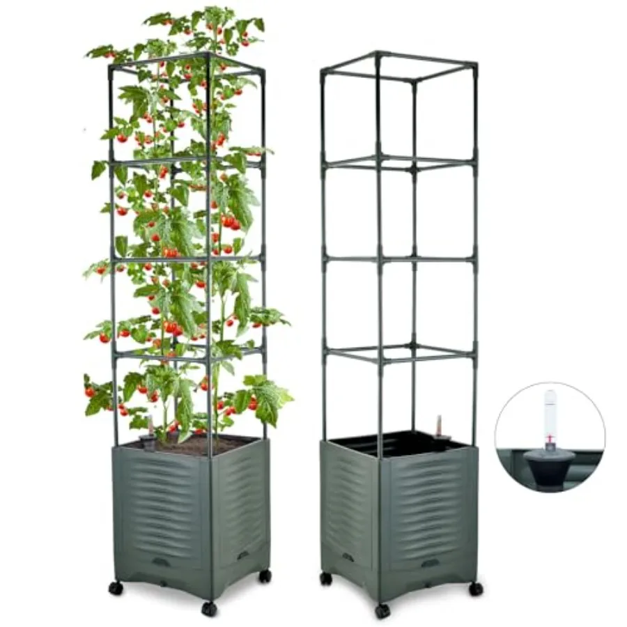 Tomato Planter Pot Tomato Box Raised Garden Bed 56.5" Tall Self-Watering and Water Indicator Planter for Tomato Outdoor Indoor
Tomato Planter Pot Tomato Box Raised Garden Bed 56.5" Tall Self-Watering and Water Indicator Planter for Tomato Outdoor Indoor