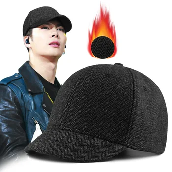 Xxl 남성용 짧은 챙 승마 모자, 겨울 야구 모자, 큰 머리 양모 직조 짧은 챙, 오리 혀 모자, 60-68cm