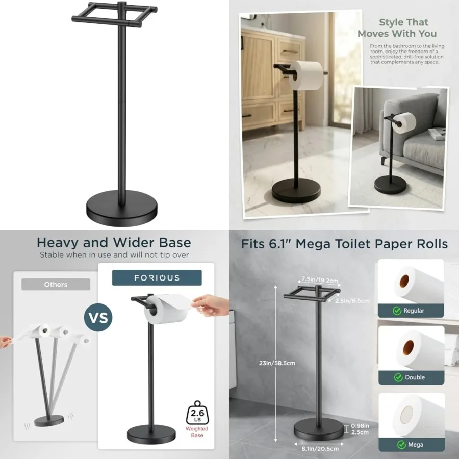 Toilet Paper Holder Wall Mount, Rustproof Double Post Pivoting Tissue Roll Holder for Bathroom, Commercial Toilet Paper Dispens
Toilet Paper Holder Wall Mount, Rustproof Double Post Pivoting Tissue Roll Holder for Bathroom, Commercial Toilet Paper Dispens