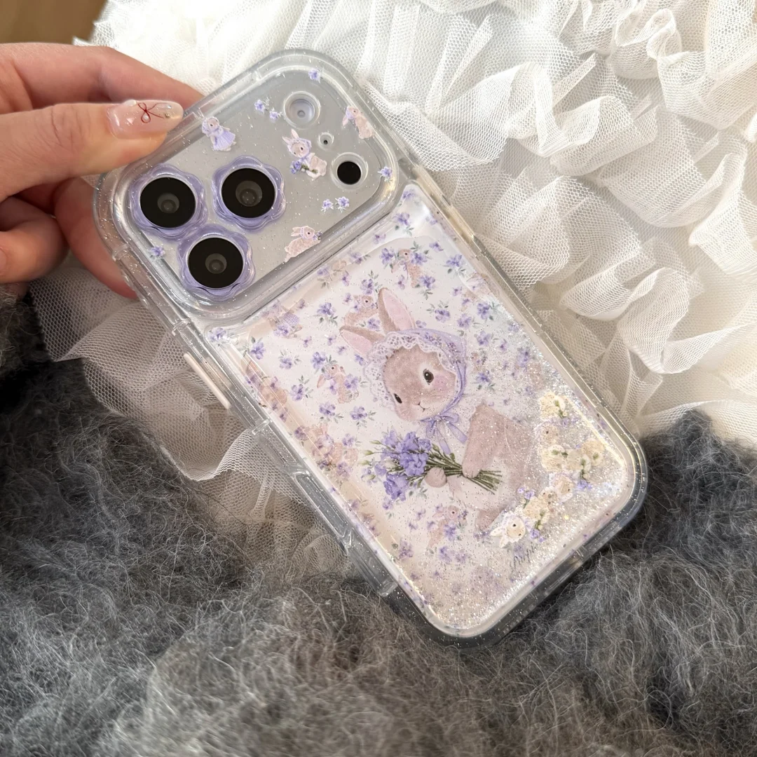 Cute Rabbit Purple Flowers quicksand Case for iPhone 17 16 15 14 13 Pro Max 14 Pro 15 Pro Shockproof Transparent Cover
Cute Rabbit Purple Flowers quicksand Case for iPhone 17 16 15 14 13 Pro Max 14 Pro 15 Pro Shockproof Transparent Cover