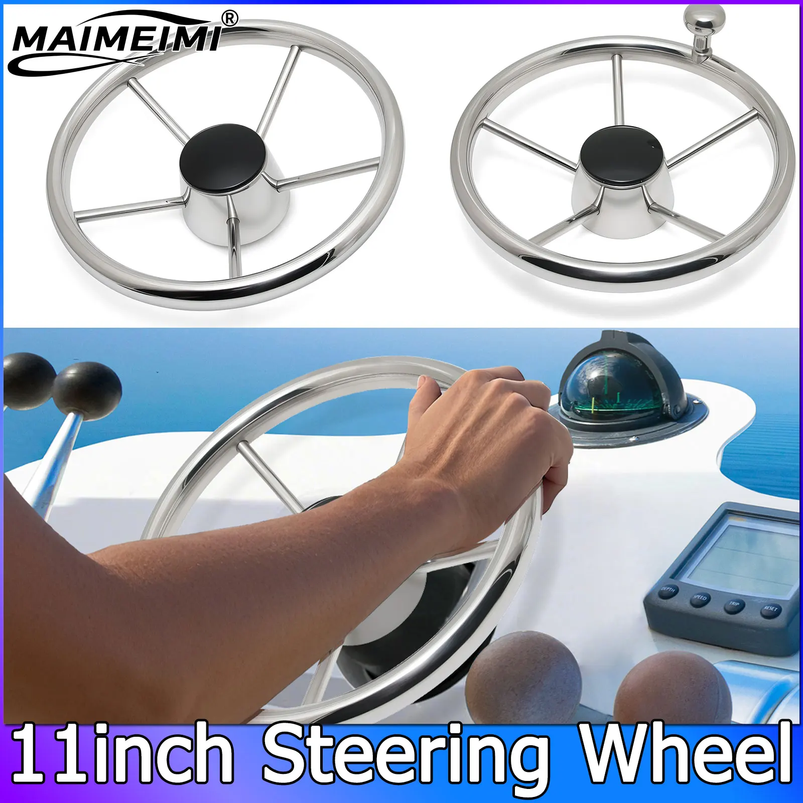 11 Inch Marine Stainless Steel Steering Wheel With Knob Or Without Knob Grip Boat Accessories Fit For Yacht Boat
11 Inch Marine Stainless Steel Steering Wheel With Knob Or Without Knob Grip Boat Accessories Fit For Yacht Boat
