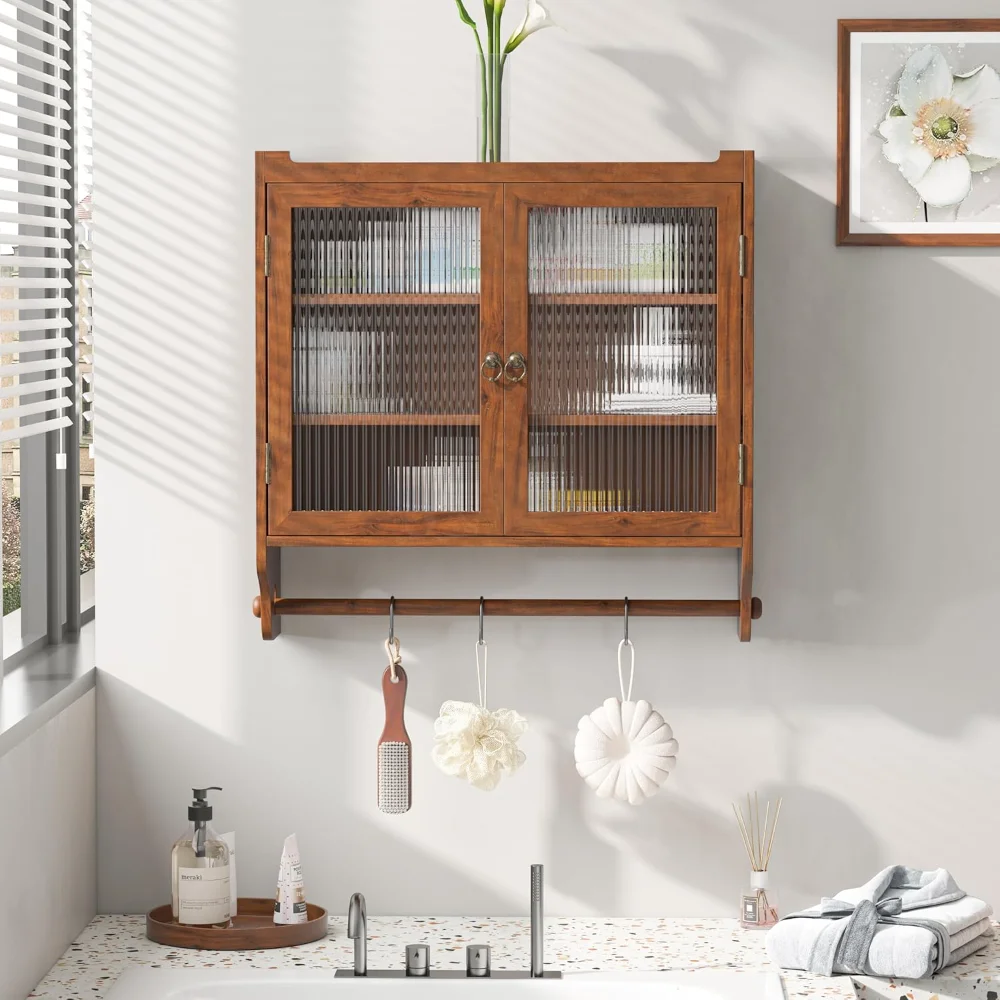Bathroom Wall Cabinet with Glass Door, Three Tiers of Medicine Cabinet with 2 Door and Towel Rack for Bathroom, Kitchen,
Bathroom Wall Cabinet with Glass Door, Three Tiers of Medicine Cabinet with 2 Door and Towel Rack for Bathroom, Kitchen,