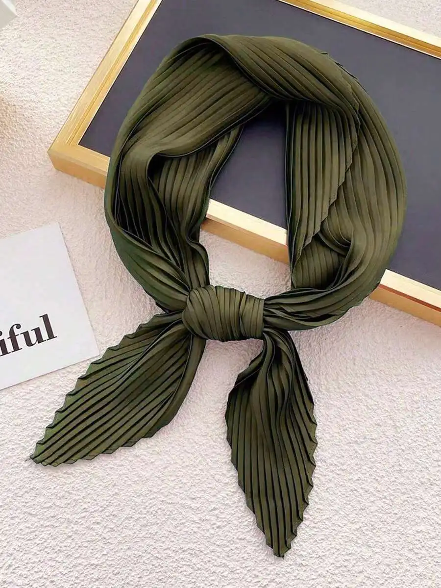 Olive Green Pleated Faux Silk Scarf Headband Hair Tie Wrap For Women
Olive Green Pleated Faux Silk Scarf Headband Hair Tie Wrap For Women