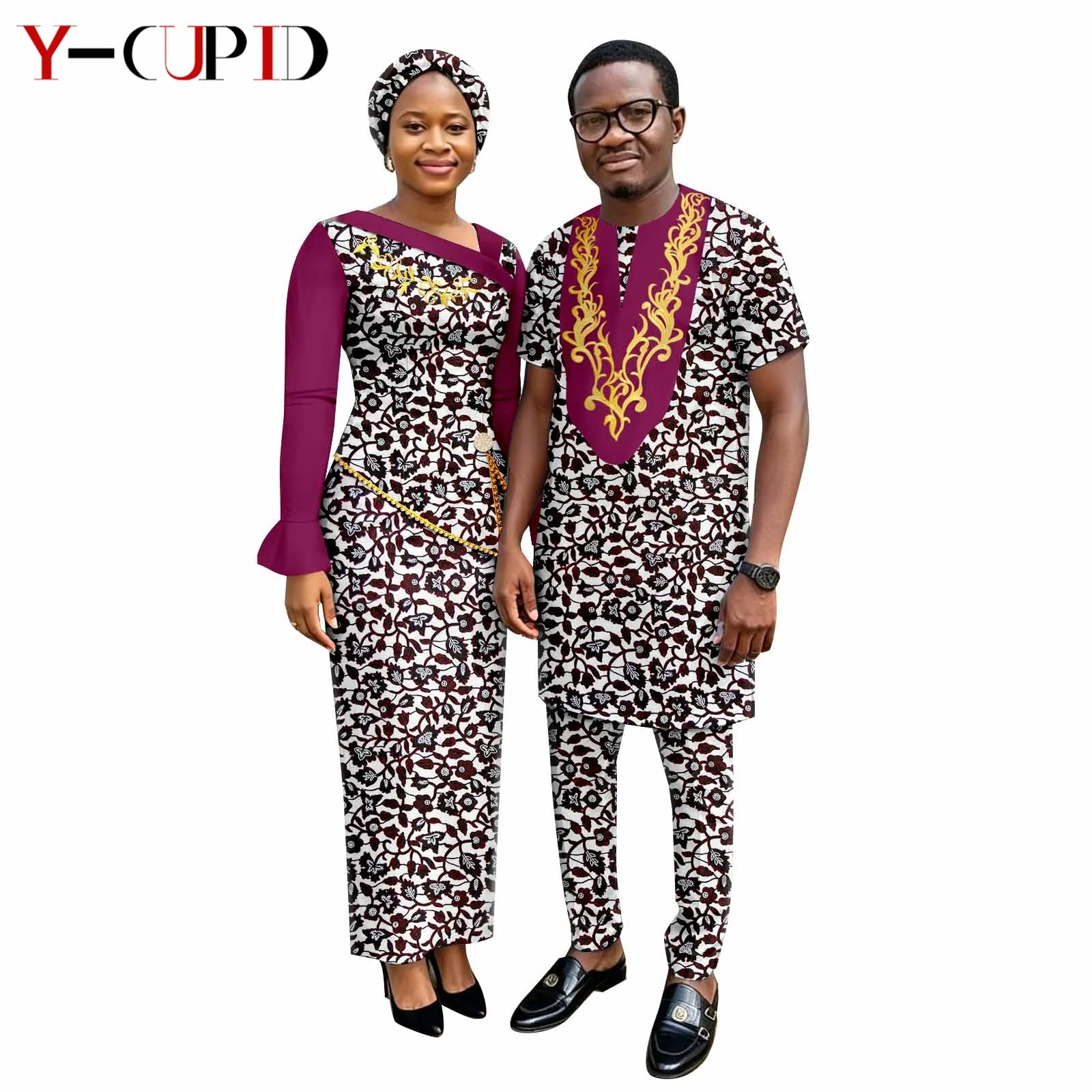 African Print Appliques Long Dresses for Women with Headwrap Matching Men Outfit Dashiki Top and Pant Sets Couple Clothes 26C033
African Print Appliques Long Dresses for Women with Headwrap Matching Men Outfit Dashiki Top and Pant Sets Couple Clothes 26C033