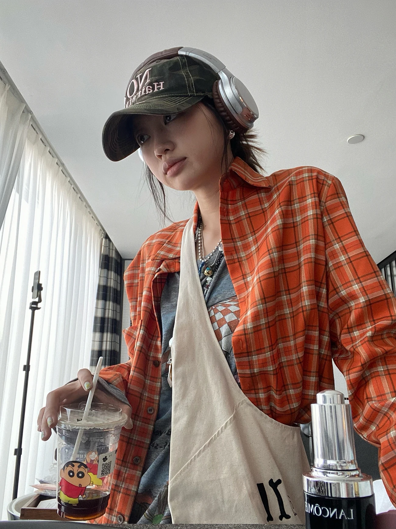 Sakura Maudo Vintage Orange Plaid Long Sleeve Shirt Women Loose Casual Outerwear Collar Button Detail Mid-Length Coat
Sakura Maudo Vintage Orange Plaid Long Sleeve Shirt Women Loose Casual Outerwear Collar Button Detail Mid-Length Coat