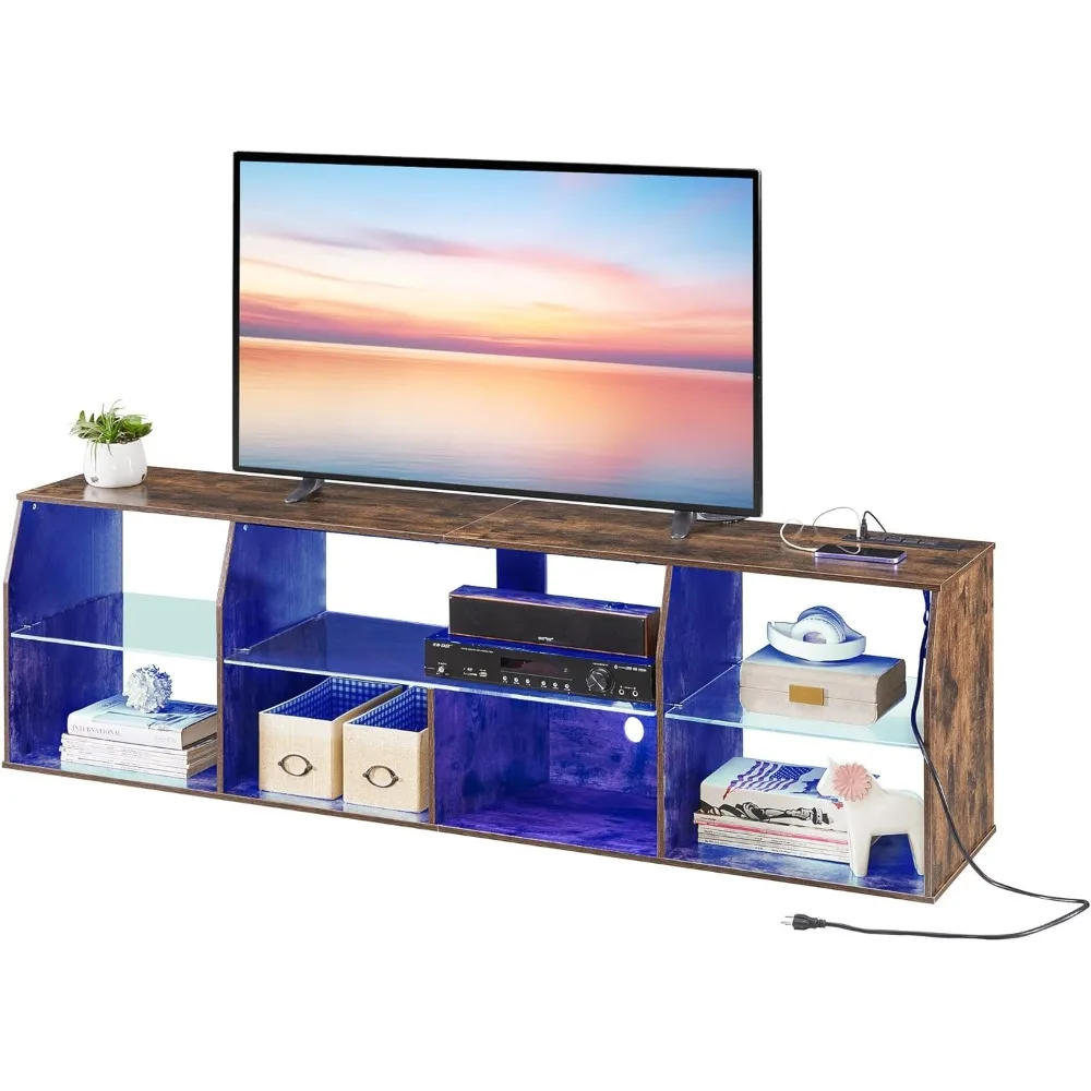 TV Stand with LED Strip & Power Outlet, Entertainment Center for 43/50/55/65/70 inch Television 7 Open Storage
TV Stand with LED Strip & Power Outlet, Entertainment Center for 43/50/55/65/70 inch Television 7 Open Storage