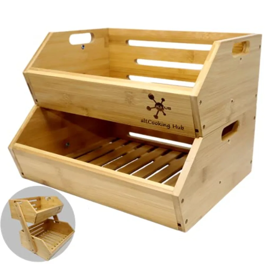 Bamboo Storage Bin - Multipurpose Open Front Stacking Bins for Kitchen and Pantry - Configurable as 2 Tier Bamboo Fruit Basket
Bamboo Storage Bin - Multipurpose Open Front Stacking Bins for Kitchen and Pantry - Configurable as 2 Tier Bamboo Fruit Basket