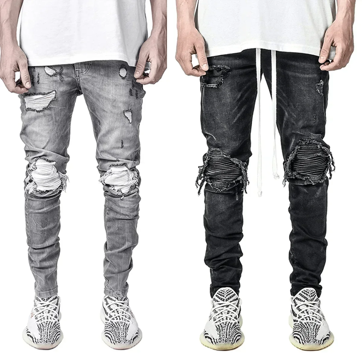 Jeans Denim Pants Men Hole Long Pencil Pant Straight Trousers Lace Up High Waist Casual Solid Regular Slim Fit Autumn 2024
Jeans Denim Pants Men Hole Long Pencil Pant Straight Trousers Lace Up High Waist Casual Solid Regular Slim Fit Autumn 2024