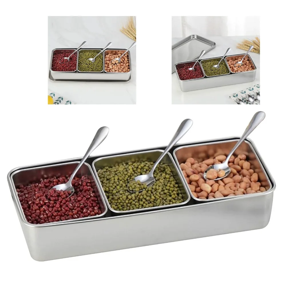 Stainless Steel Seasoning Box MultiFunction with Lid and Spoons Condiment Storage Container 3 Compartment Durable Seasoning Jar
Stainless Steel Seasoning Box MultiFunction with Lid and Spoons Condiment Storage Container 3 Compartment Durable Seasoning Jar