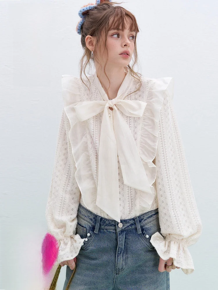 Ele Lace irt Women's Casual Layering Inner Wear Winter Faionable Top with Belt Romantic Monologue White Series
Ele Lace irt Women's Casual Layering Inner Wear Winter Faionable Top with Belt Romantic Monologue White Series