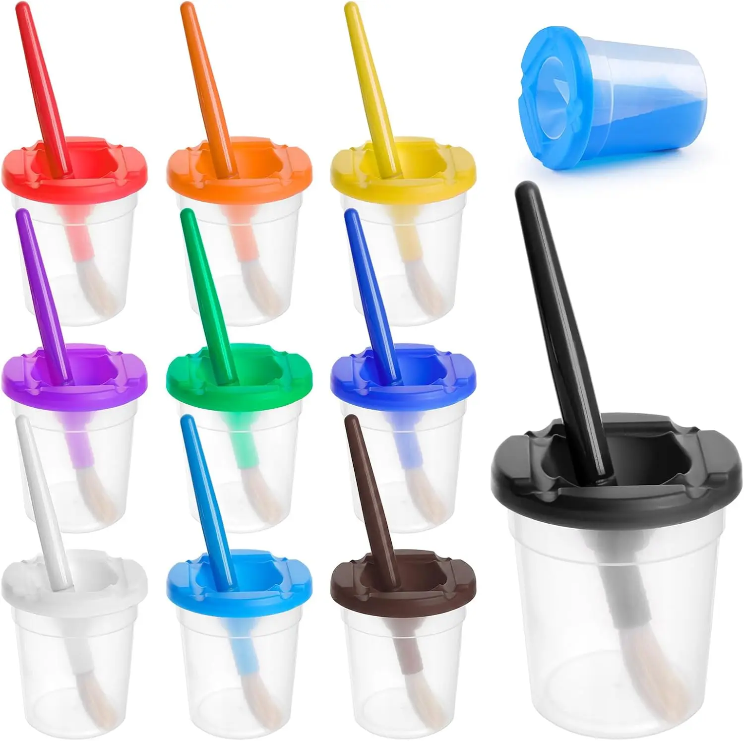 10 No-Spill Paint Cups with Colored Lids & Brushes for Kids - Spill-Proof, Ideal for Acrylic Paint
10 No-Spill Paint Cups with Colored Lids & Brushes for Kids - Spill-Proof, Ideal for Acrylic Paint