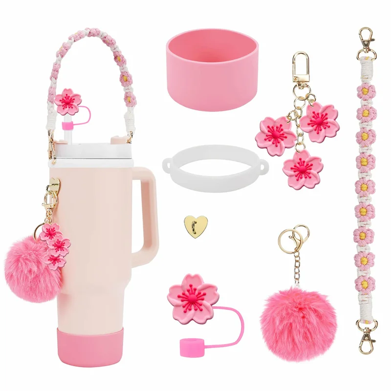 7Pcs For Stanley Cup Accessory Set Includes 1 Water Bottle Handle Strap, 1 Cup Cover, 1 Fixed Cup Cover, 1straw Cover, 3 Charms
7Pcs For Stanley Cup Accessory Set Includes 1 Water Bottle Handle Strap, 1 Cup Cover, 1 Fixed Cup Cover, 1straw Cover, 3 Charms