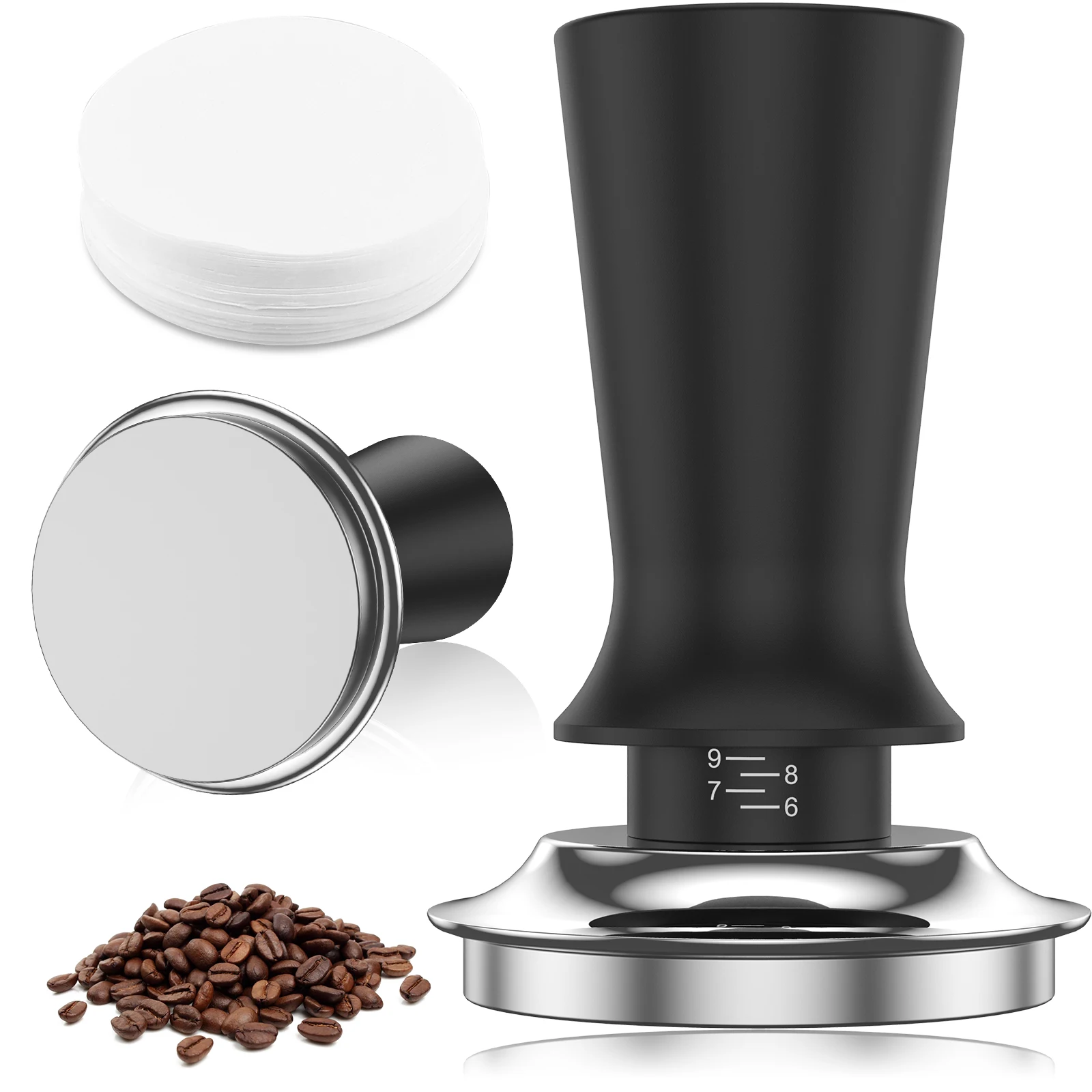 Espresso Tamper Calibrated Coffee Tamper with 200 Pcs Filters Stainless Steel Base Tamper Espresso Tool Fits 53mm Espresso
Espresso Tamper Calibrated Coffee Tamper with 200 Pcs Filters Stainless Steel Base Tamper Espresso Tool Fits 53mm Espresso
