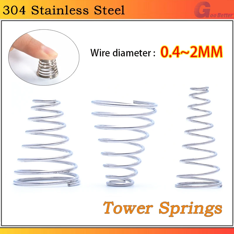 304 Stainless Steel Tower Springs Conical Cone Compression Spring Taper Pressure Spring Wire Diameter 0.4~2MM 1~100pcs
304 Stainless Steel Tower Springs Conical Cone Compression Spring Taper Pressure Spring Wire Diameter 0.4~2MM 1~100pcs
