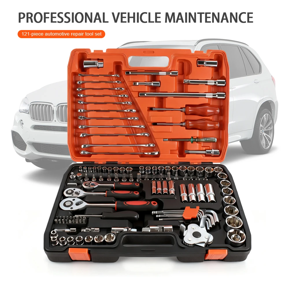 121Pcs Auto Mechanical Repair Tool Set Multifunctional with Socket Ratchet Wrench Automotive Motorcycle Repair Tool Kit
121Pcs Auto Mechanical Repair Tool Set Multifunctional with Socket Ratchet Wrench Automotive Motorcycle Repair Tool Kit