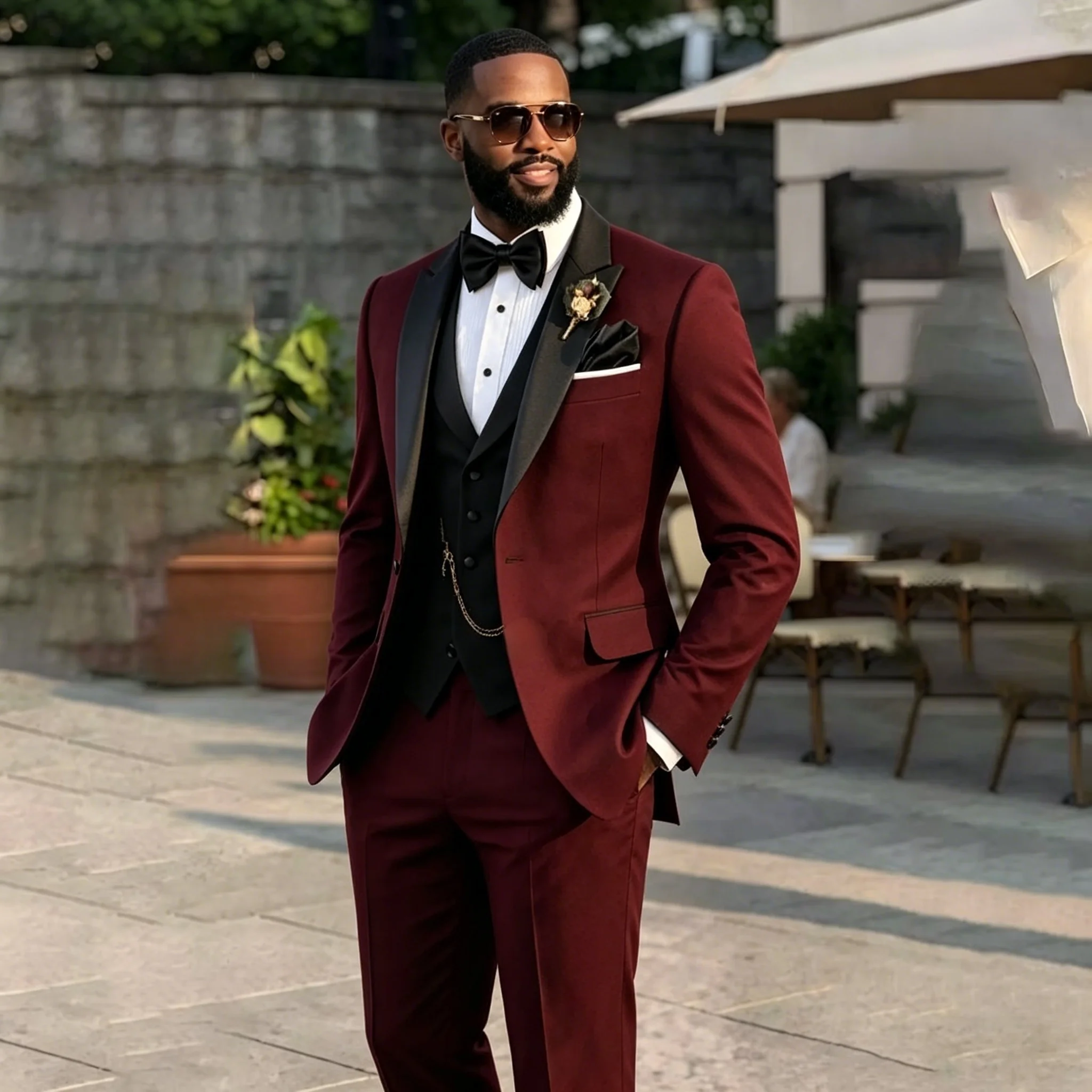 Black And Burgundy Men Suit Wedding Party Formal Groom Groomsman Prom Business Male Tuxedos 3 Piece Set Jacket Vest Pants
Black And Burgundy Men Suit Wedding Party Formal Groom Groomsman Prom Business Male Tuxedos 3 Piece Set Jacket Vest Pants