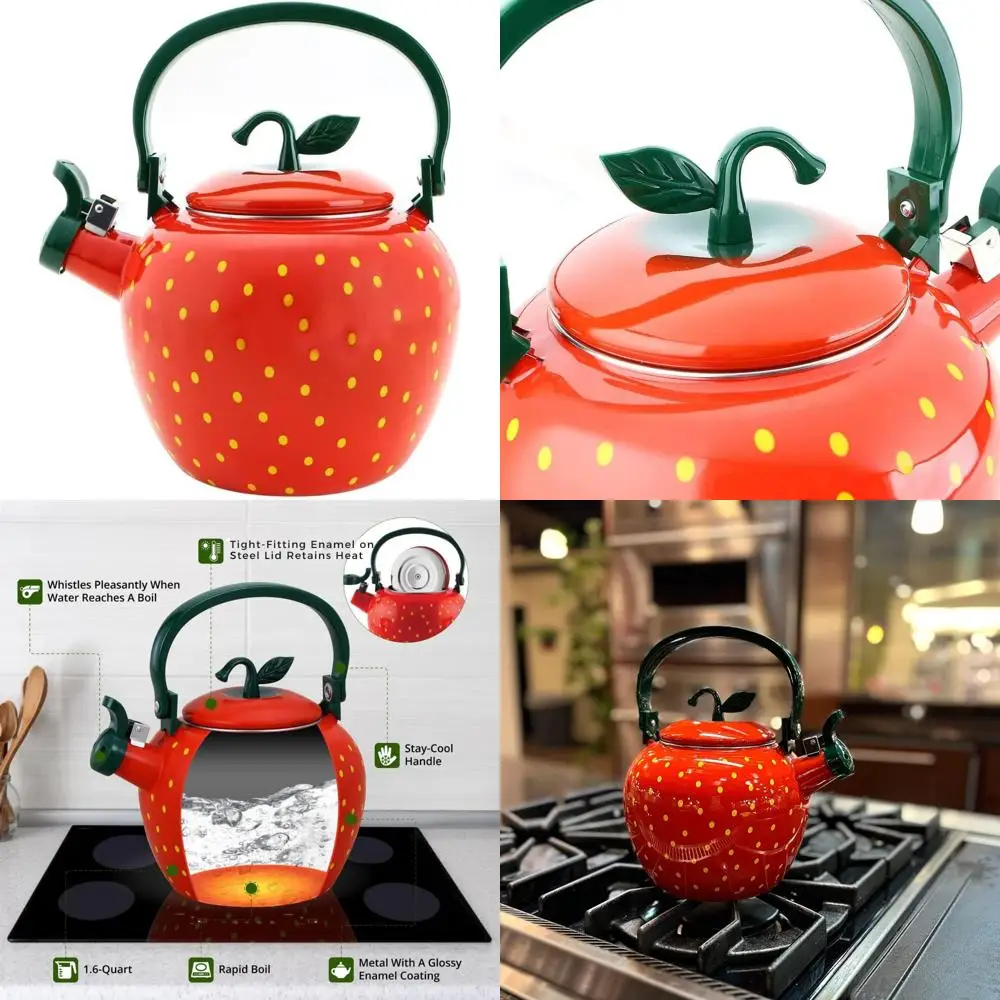 Чайник из эмалированной стали со свистком и милым клубничным дизайном для использования на плите, идеально подходит для домашней кухни и эстетической привлекательности
Чайник из эмалированной стали со свистком и милым клубничным дизайном для использования на плите, идеально подходит для домашней кухни и эстетической привлекательности