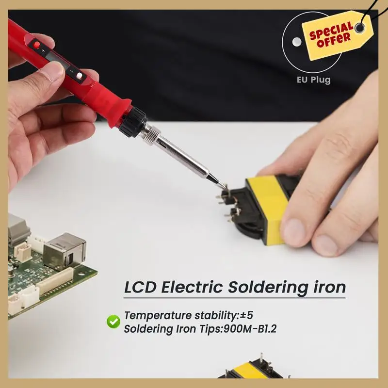 Classy-220V 80W Lcd Electric Soldering Iron 908S Adjustable Temperature Solder Iron With Quality Soldering Iron Tips And Kits Eu
Classy-220V 80W Lcd Electric Soldering Iron 908S Adjustable Temperature Solder Iron With Quality Soldering Iron Tips And Kits Eu