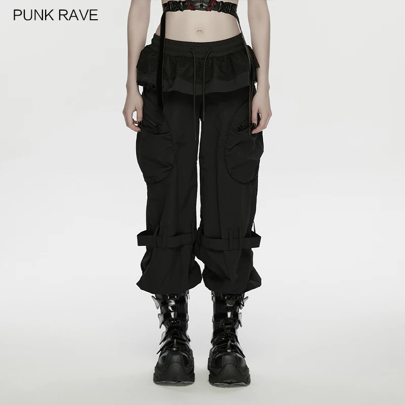 PUNK RAVE Women's Punk 3d Patch Baguffed Layering Cuffed Pants Loose Silhouette Fashion Black Thin Trousers Spring Summer
PUNK RAVE Women's Punk 3d Patch Baguffed Layering Cuffed Pants Loose Silhouette Fashion Black Thin Trousers Spring Summer