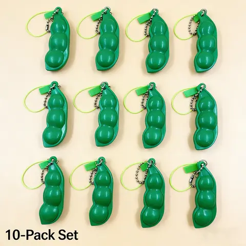 10/20/30/50pcs Creative Pea Pod Keychain Unlimited Squeezing Pea Stress Relief Toys Squeeze Anti Stress Party Favors