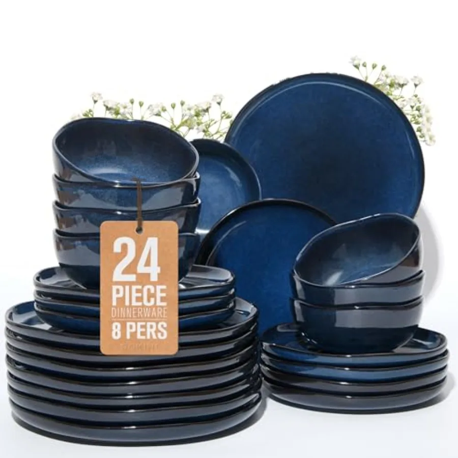 24 Piece Ceramic Dinnerware Sets for 8 Starry Blue Reactive Glaze Unique Coastal Edge for Holiday Gatherings Thanksgiving Dinne
24 Piece Ceramic Dinnerware Sets for 8 Starry Blue Reactive Glaze Unique Coastal Edge for Holiday Gatherings Thanksgiving Dinne