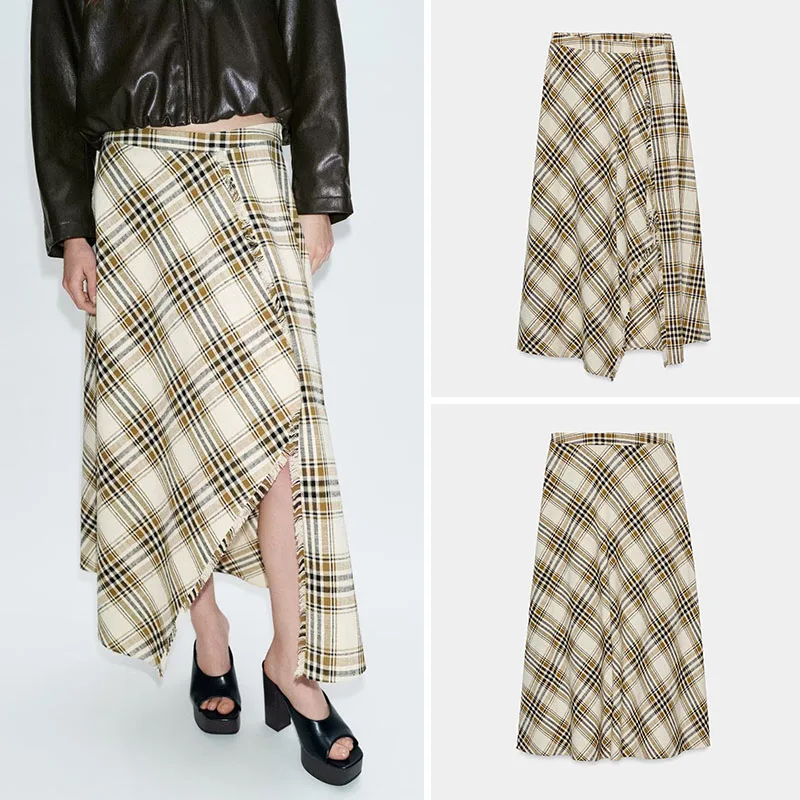 Ele High Waist Asymmetric Plaid Midi Skirt Spring New Arrival Women's Faion Ethnic Costume Stage Performance Dr
Ele High Waist Asymmetric Plaid Midi Skirt Spring New Arrival Women's Faion Ethnic Costume Stage Performance Dr