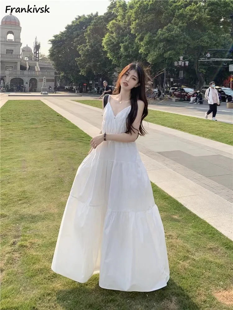 Dresses Women Summer Sleeveless French Style Fashion Simple Pure V-neck Ankle-length Advanced Daily All-match Lovely College New
Dresses Women Summer Sleeveless French Style Fashion Simple Pure V-neck Ankle-length Advanced Daily All-match Lovely College New