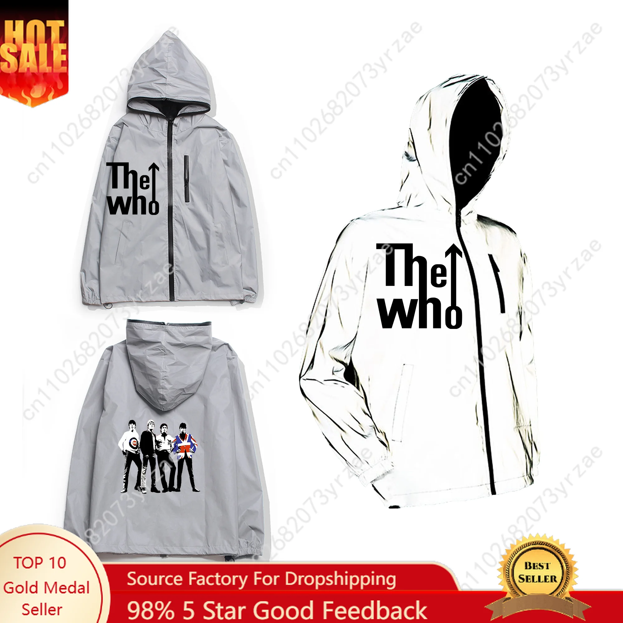 The Who Reflective Jacket Mens Womens Youth Coat Zipper Hooded Sweatshirt Cycling Hiking Personality Windbreaker Customize Tops
The Who Reflective Jacket Mens Womens Youth Coat Zipper Hooded Sweatshirt Cycling Hiking Personality Windbreaker Customize Tops