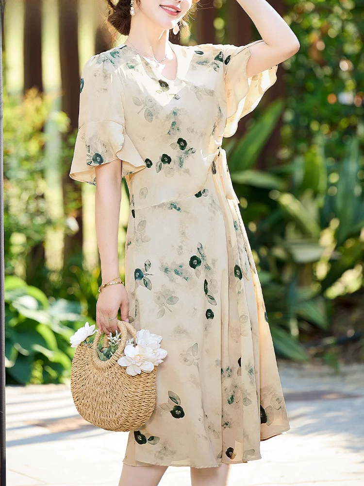 Faionable Mommy Chiffon Dr ort Sve Women's Midlife Summer Clothes Ele Simple Sle Korean Sle V-ne Dr
Faionable Mommy Chiffon Dr ort Sve Women's Midlife Summer Clothes Ele Simple Sle Korean Sle V-ne Dr