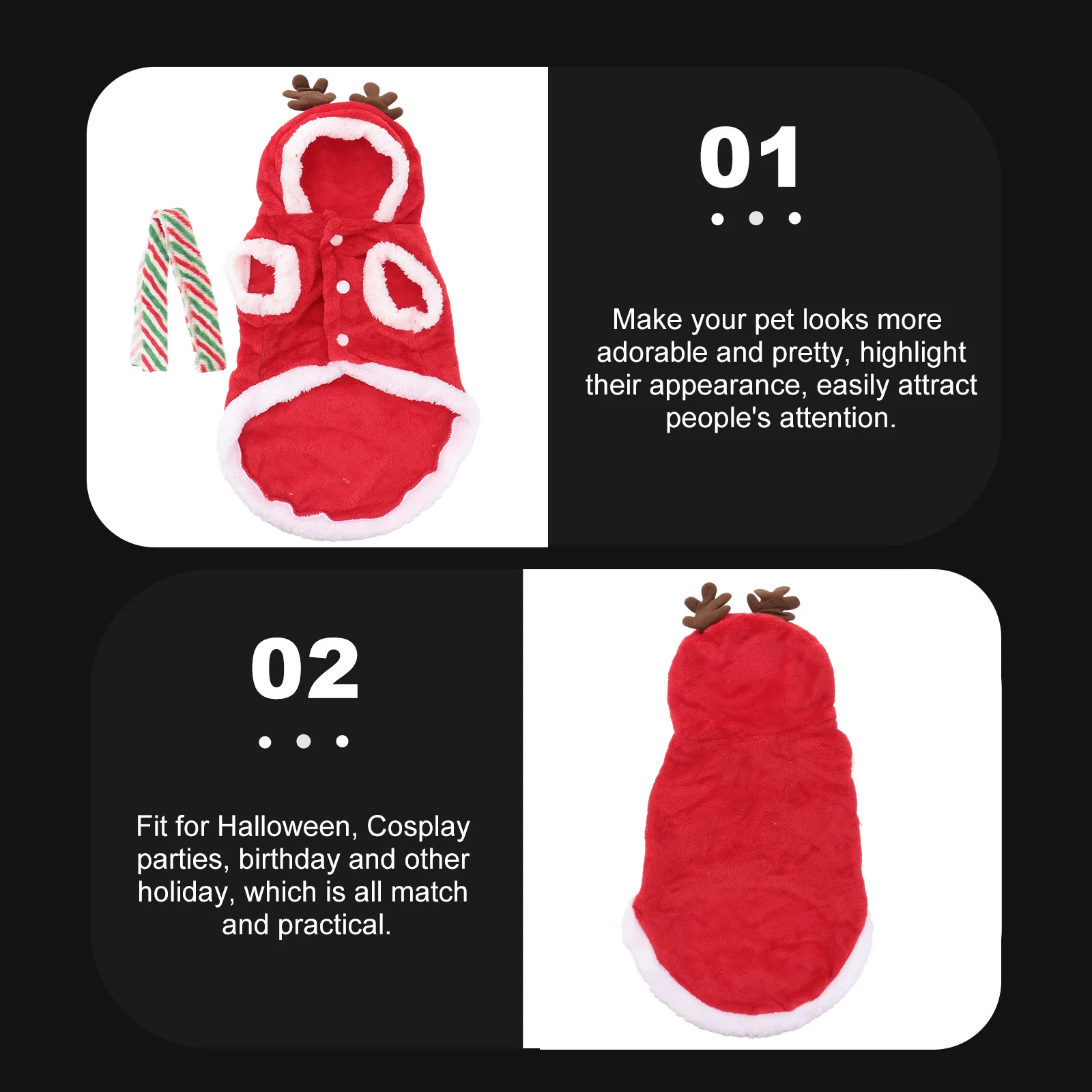 Flannel Christmas Pet Dog Costume Hooded Coat Puppy Outfit Button Design Holiday Party Photo Shoots (Size Xl)
Flannel Christmas Pet Dog Costume Hooded Coat Puppy Outfit Button Design Holiday Party Photo Shoots (Size Xl)