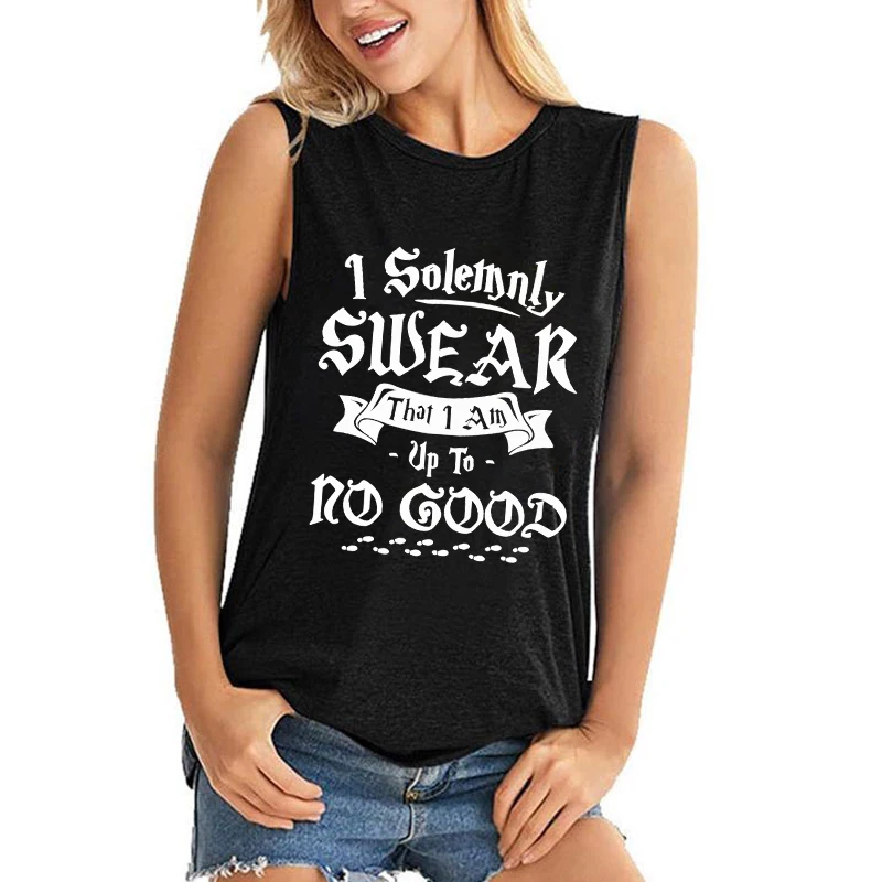 Fashion Womens Sleeveless I Solemnly Swear That I Am Up To No Good Letter Print Tank Tops Summer Loose Vest Tops Blouse
Fashion Womens Sleeveless I Solemnly Swear That I Am Up To No Good Letter Print Tank Tops Summer Loose Vest Tops Blouse
