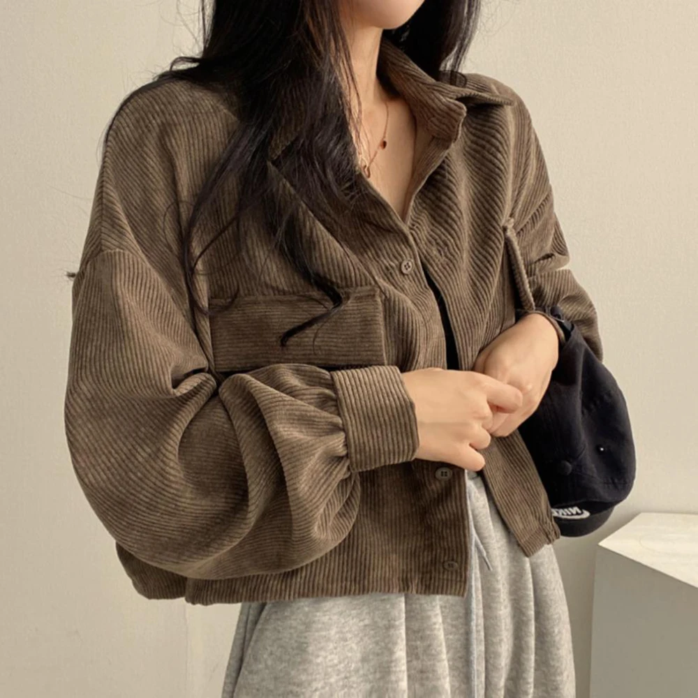 Korean Style Autumn Corduroy Shirt Women Casual Harajuku Long Sleeve Loose Blouse Female Vintage Jackets
Korean Style Autumn Corduroy Shirt Women Casual Harajuku Long Sleeve Loose Blouse Female Vintage Jackets
