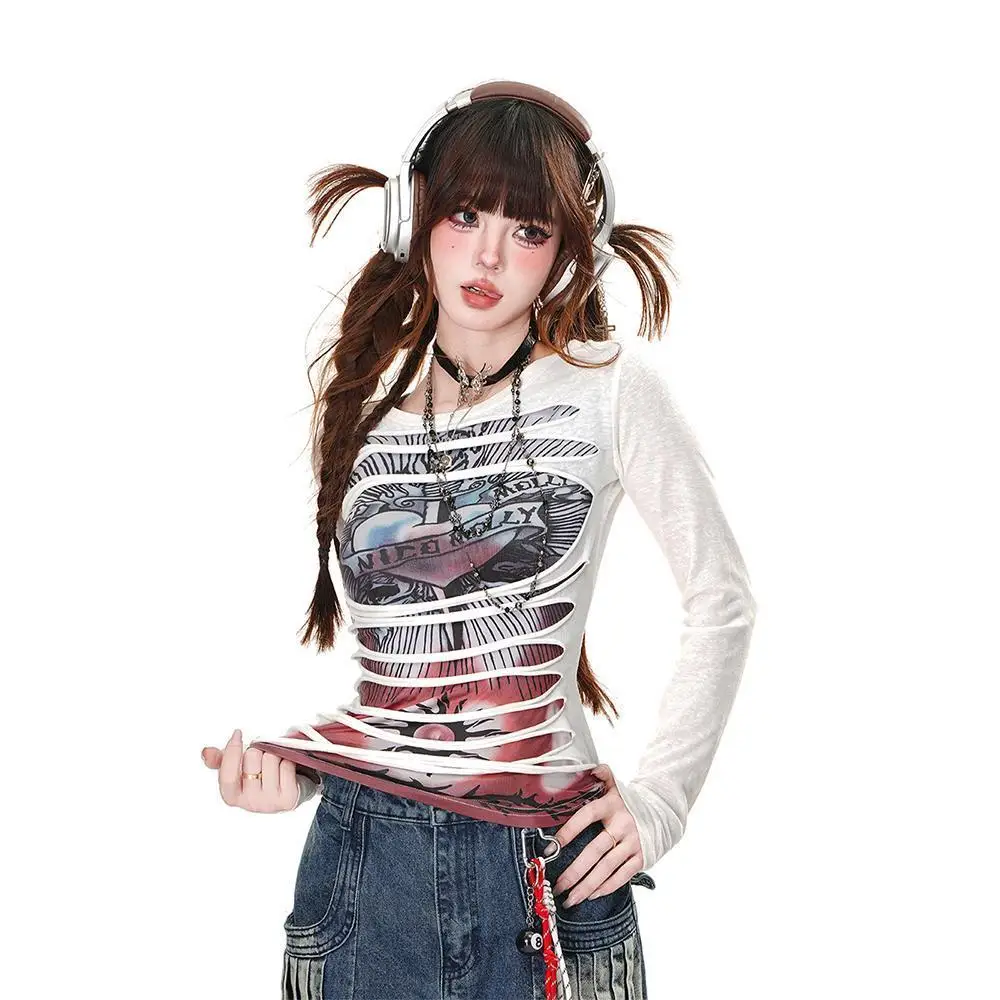 American Retro Street Style Irregular Cut Printed Long-Sleeved T-Shirt Women'S Design Slim Fit Girl'S Top
American Retro Street Style Irregular Cut Printed Long-Sleeved T-Shirt Women'S Design Slim Fit Girl'S Top