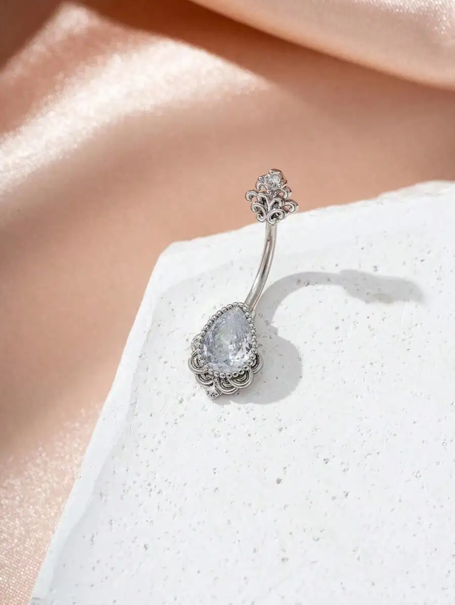 1pc Cubic Zirconia Waterdrop Navel Piercing Ring For Women
1pc Cubic Zirconia Waterdrop Navel Piercing Ring For Women