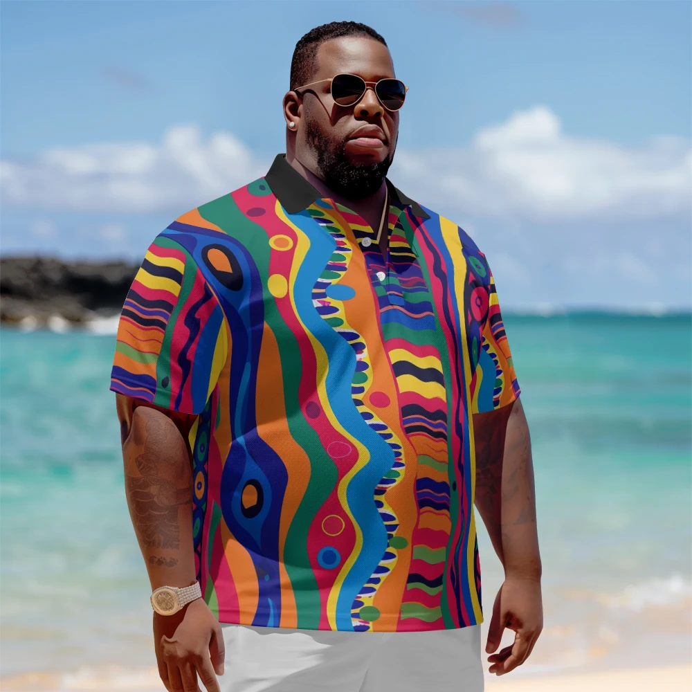 Plus Size Men's Summer Short Sleeve Lapel Short-sleeved t-shirt with trendy doodle print Daily Casual Button Polo
Plus Size Men's Summer Short Sleeve Lapel Short-sleeved t-shirt with trendy doodle print Daily Casual Button Polo
