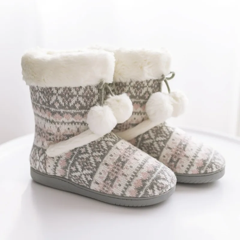 Plush Slippers Boots for Women Warm Fluffy Winter Indoor and Outdoor Cute Home Shoes