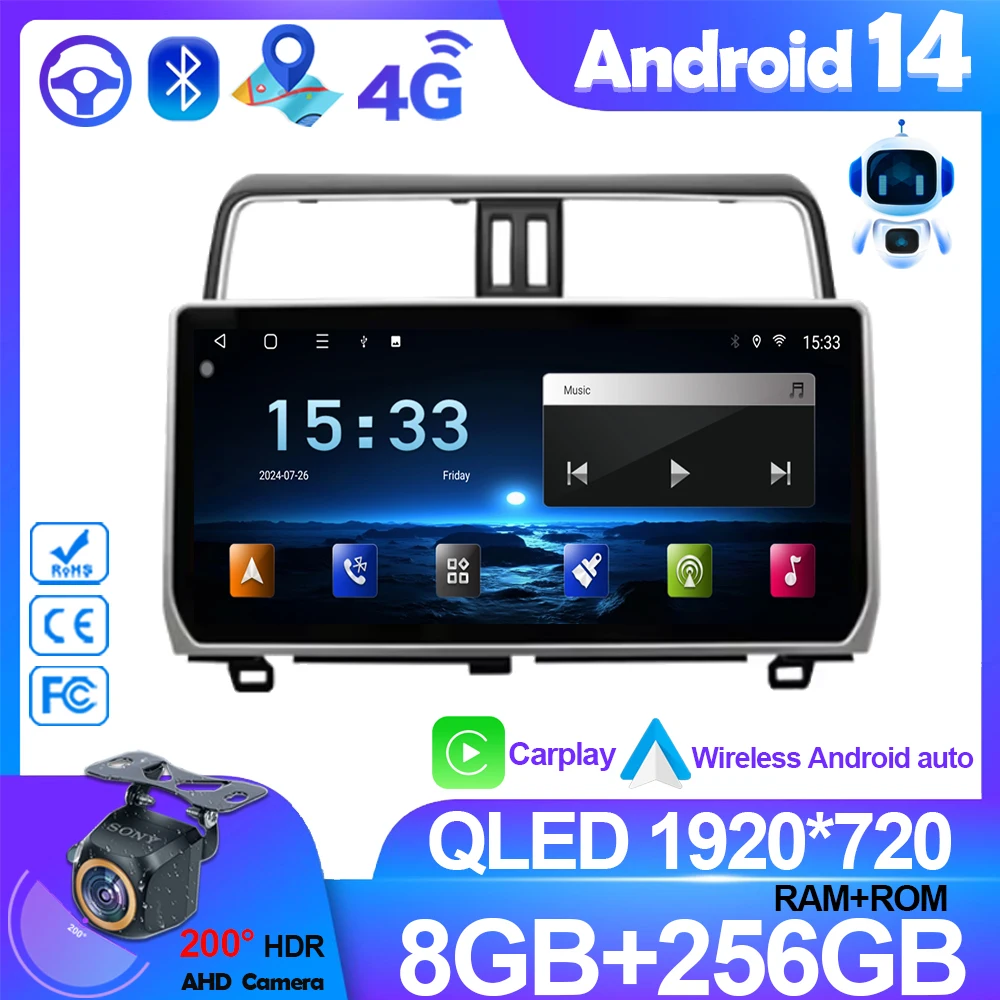 12,3 "2 Din Android автомобильный радиоприемник мультимедийный DVD-плеер для Toyota Land Cruiser Prado 150 2018-2023 навигация GPS Carplay головное устройство
12,3 "2 Din Android автомобильный радиоприемник мультимедийный DVD-плеер для Toyota Land Cruiser Prado 150 2018-2023 навигация GPS Carplay головное устройство