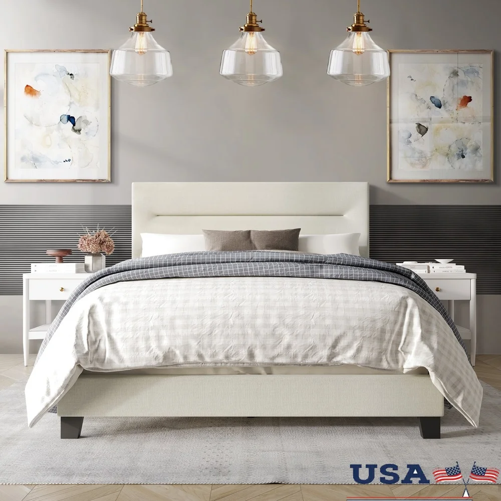 Simple Linen Upholstered Full Bed Plush Foam Headboard Solid Rubberwood Frame Durable Design Easy Assembly Support Legs
Simple Linen Upholstered Full Bed Plush Foam Headboard Solid Rubberwood Frame Durable Design Easy Assembly Support Legs