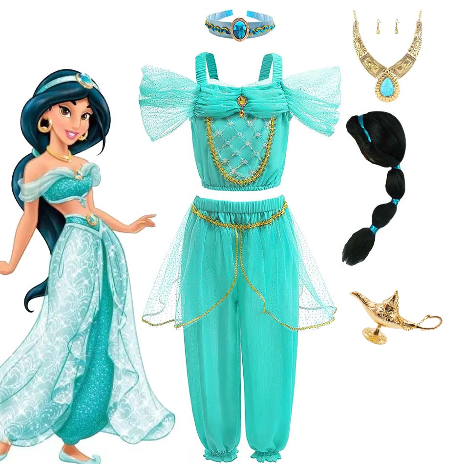 Disney Aladdin Princess Jasmine Cosplay Costume Girl Green Tulle 2Pcs Sets Children Birthday Party Gift Halloween Fantasy Outfit
Disney Aladdin Princess Jasmine Cosplay Costume Girl Green Tulle 2Pcs Sets Children Birthday Party Gift Halloween Fantasy Outfit