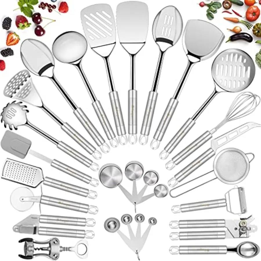 Stainless Steel Kitchen Utensil Set- 28 Pcs Cooking Nonstick Cookware Set with Spatula - Best Gadgets Tools Kitchen Accessories
Stainless Steel Kitchen Utensil Set- 28 Pcs Cooking Nonstick Cookware Set with Spatula - Best Gadgets Tools Kitchen Accessories