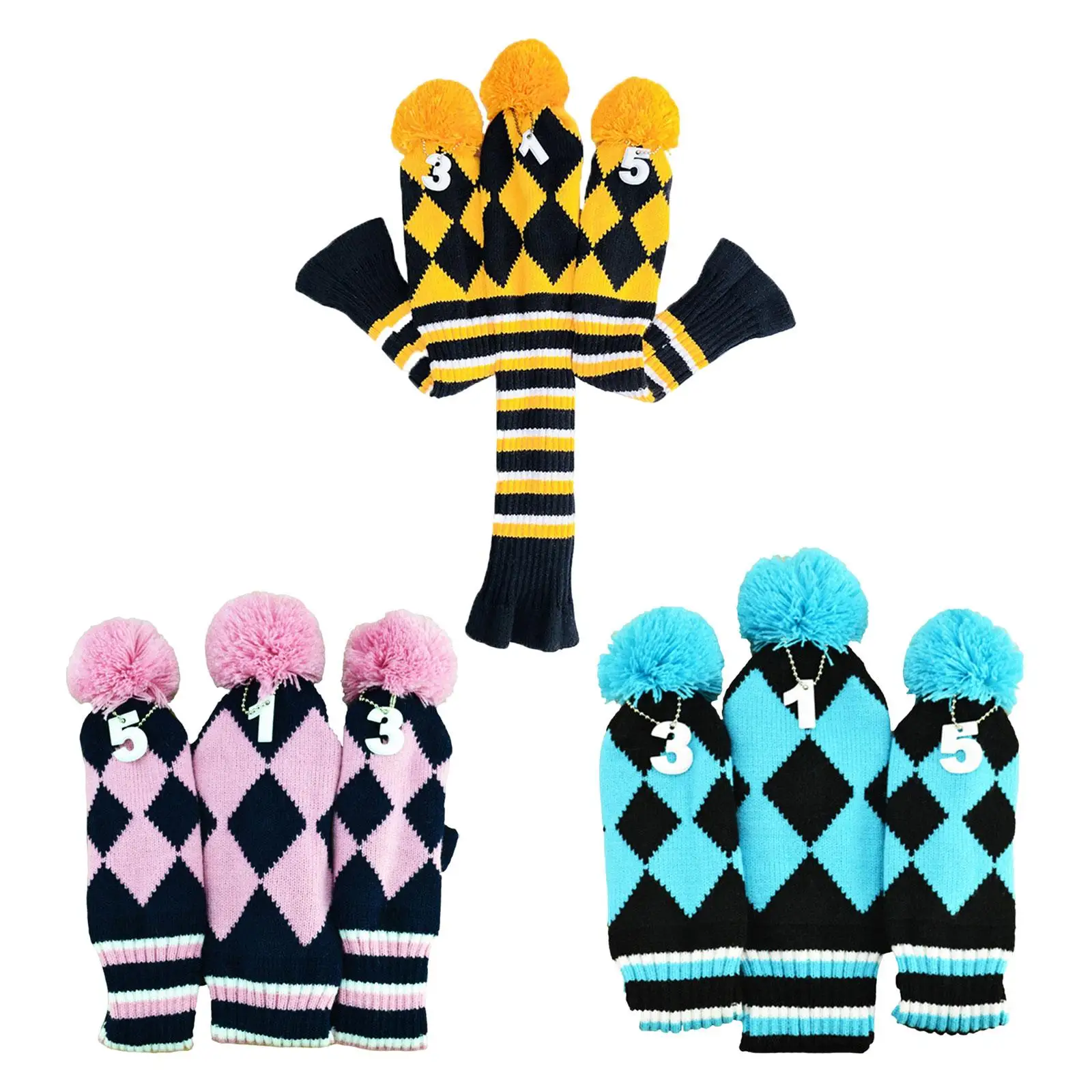 Pom Pom Golf Club Head Cover Set Washable Knitting Material with Number Plate for Golf Accessories
Pom Pom Golf Club Head Cover Set Washable Knitting Material with Number Plate for Golf Accessories