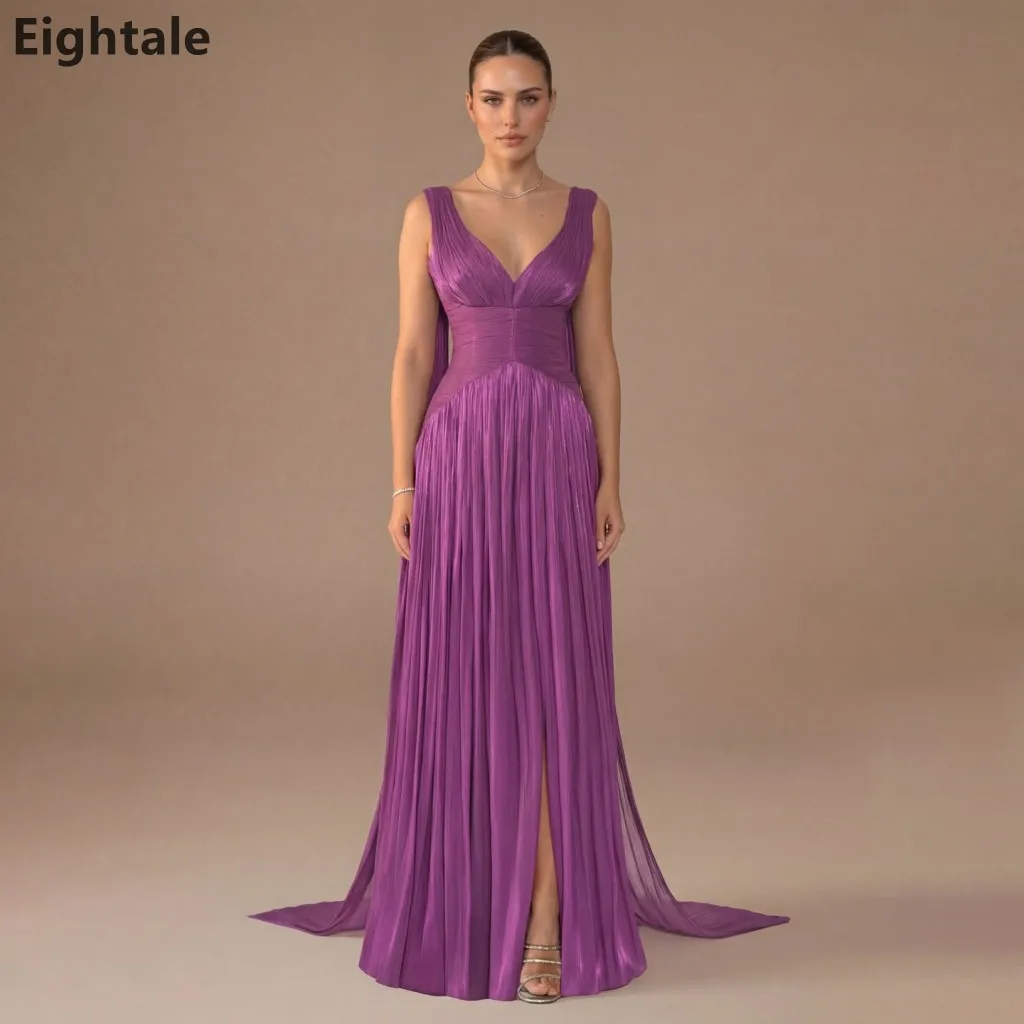 Eightale 2026 Maxi Evening Dress For Women Metallic Chiffon Ruched V Neck Prom Dresses Party Gown Cusomized
Eightale 2026 Maxi Evening Dress For Women Metallic Chiffon Ruched V Neck Prom Dresses Party Gown Cusomized