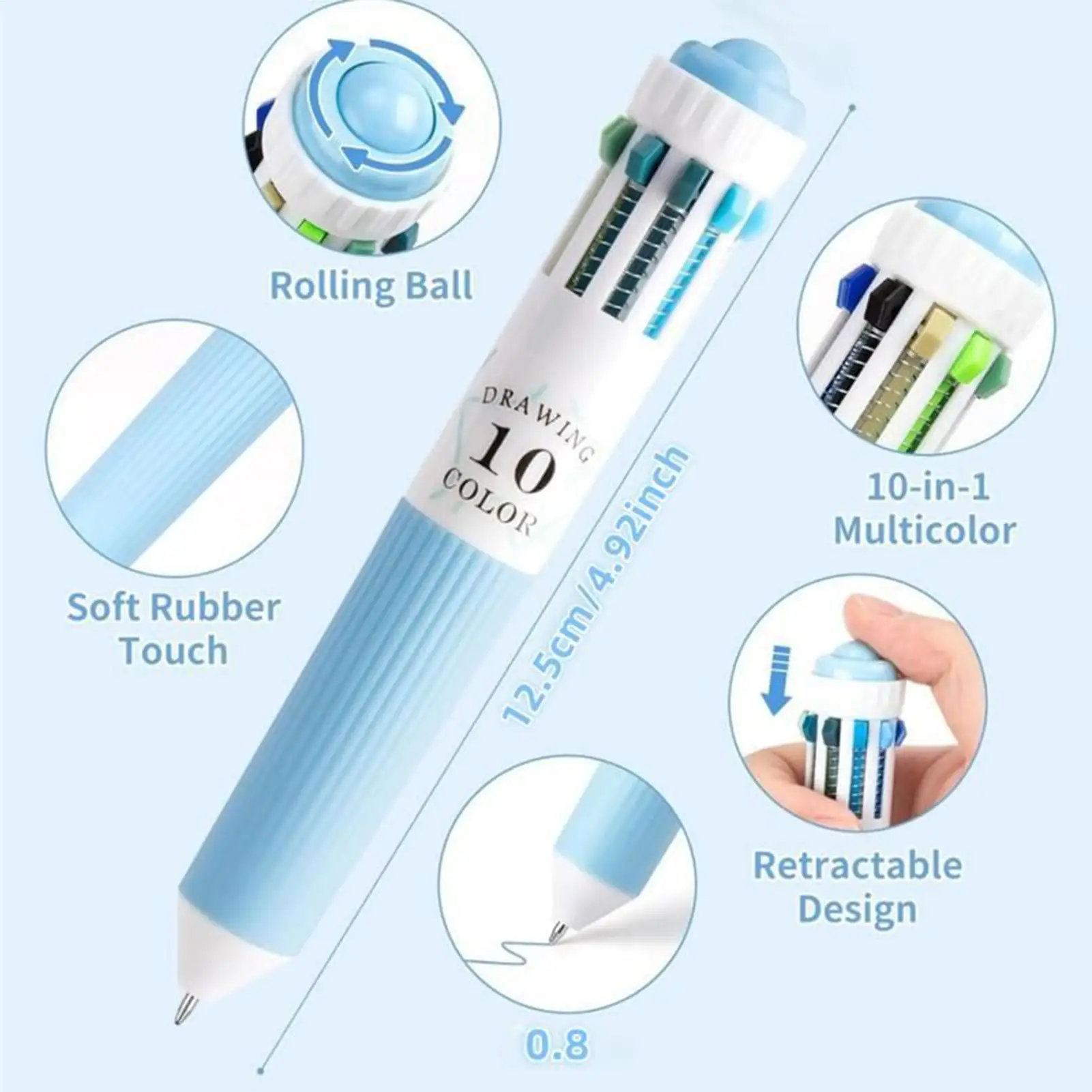 6 Pieces Drawing Ballpoint Pen Set 60 Colors Fine Point Smooth Writing Retractable Ballpoint Pens 10-in-1 Colored Ballpoint Pen
6 Pieces Drawing Ballpoint Pen Set 60 Colors Fine Point Smooth Writing Retractable Ballpoint Pens 10-in-1 Colored Ballpoint Pen